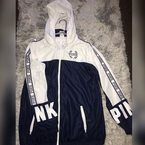 PINK Blue & White Windbreaker